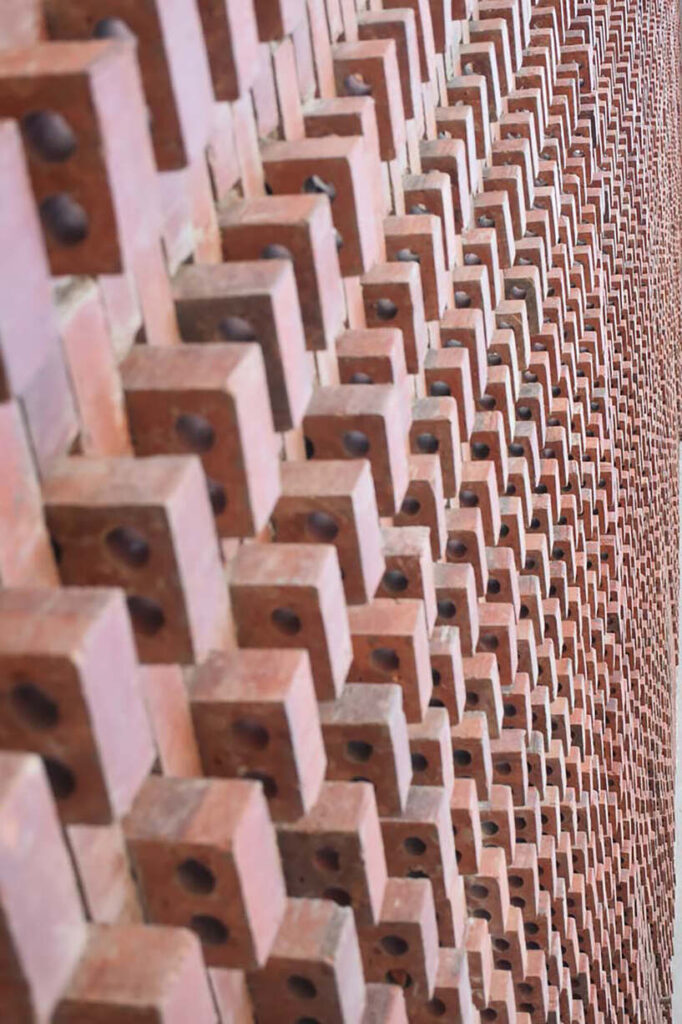 wire cut brick wall